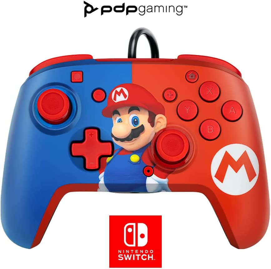 PDP 500-134-C1MR-1 Super Mario Faceoff Deluxe + Audio Wired Controller Nintendo Switch - Refurbished