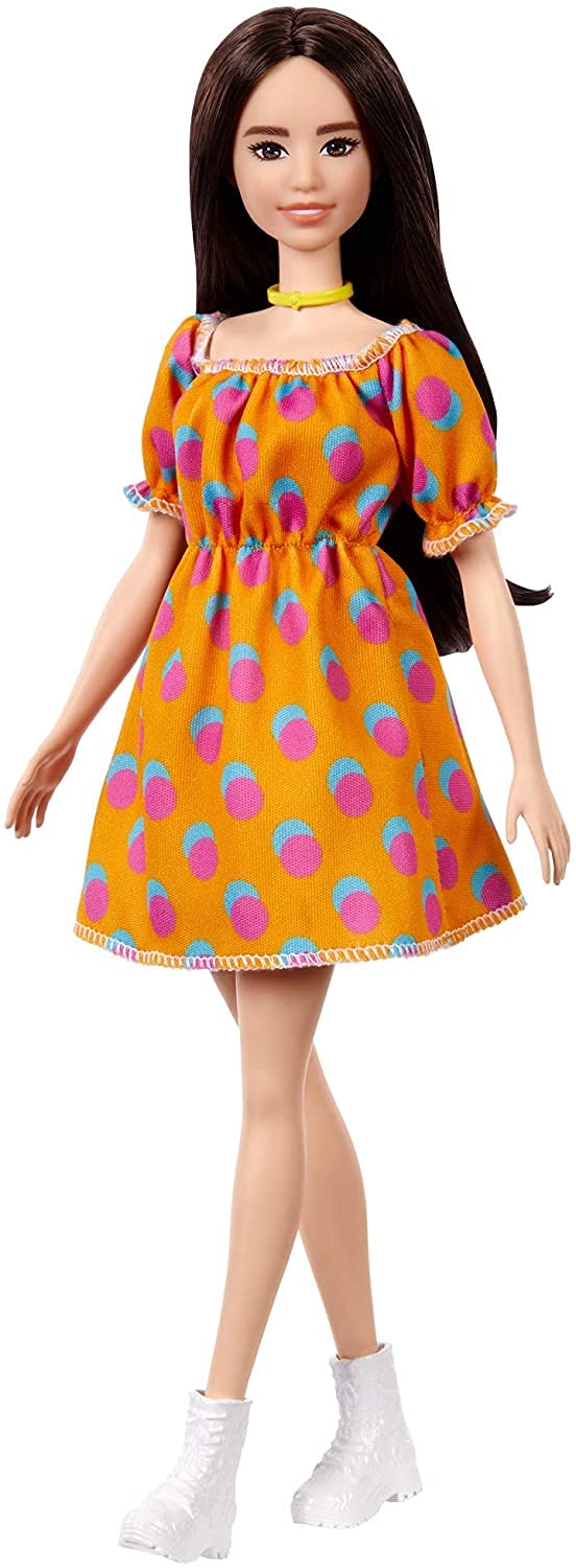 Mattel Barbie Fashionistas Doll #160 Polka Dot dress, Dark Hair