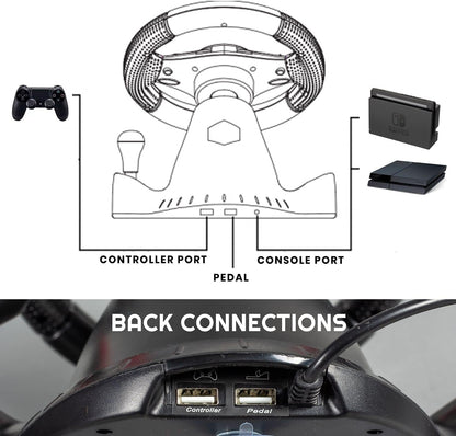 Evoretro EVO-STEERING-6415 7-in-1 Gaming Steering Wheel Compatible with N-Switch - Open Box