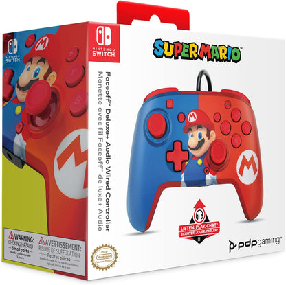 PDP 500-134-C1MR-1 Super Mario Faceoff Deluxe + Audio Wired Controller Nintendo Switch - Refurbished