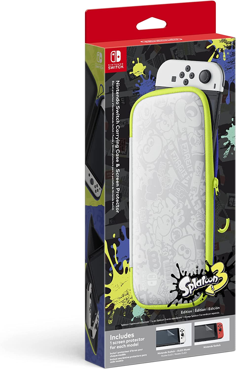 Nintendo Switch HEGAP3SAB Splatoon Carrying Case & Screen Protector - Open Box