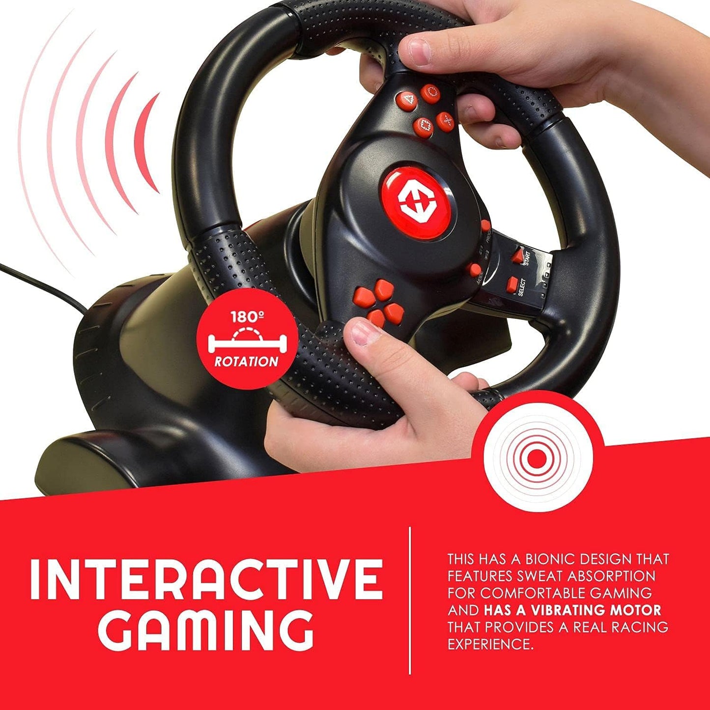 Evoretro EVO-STEERING-6415 7-in-1 Gaming Steering Wheel Compatible with N-Switch - Open Box