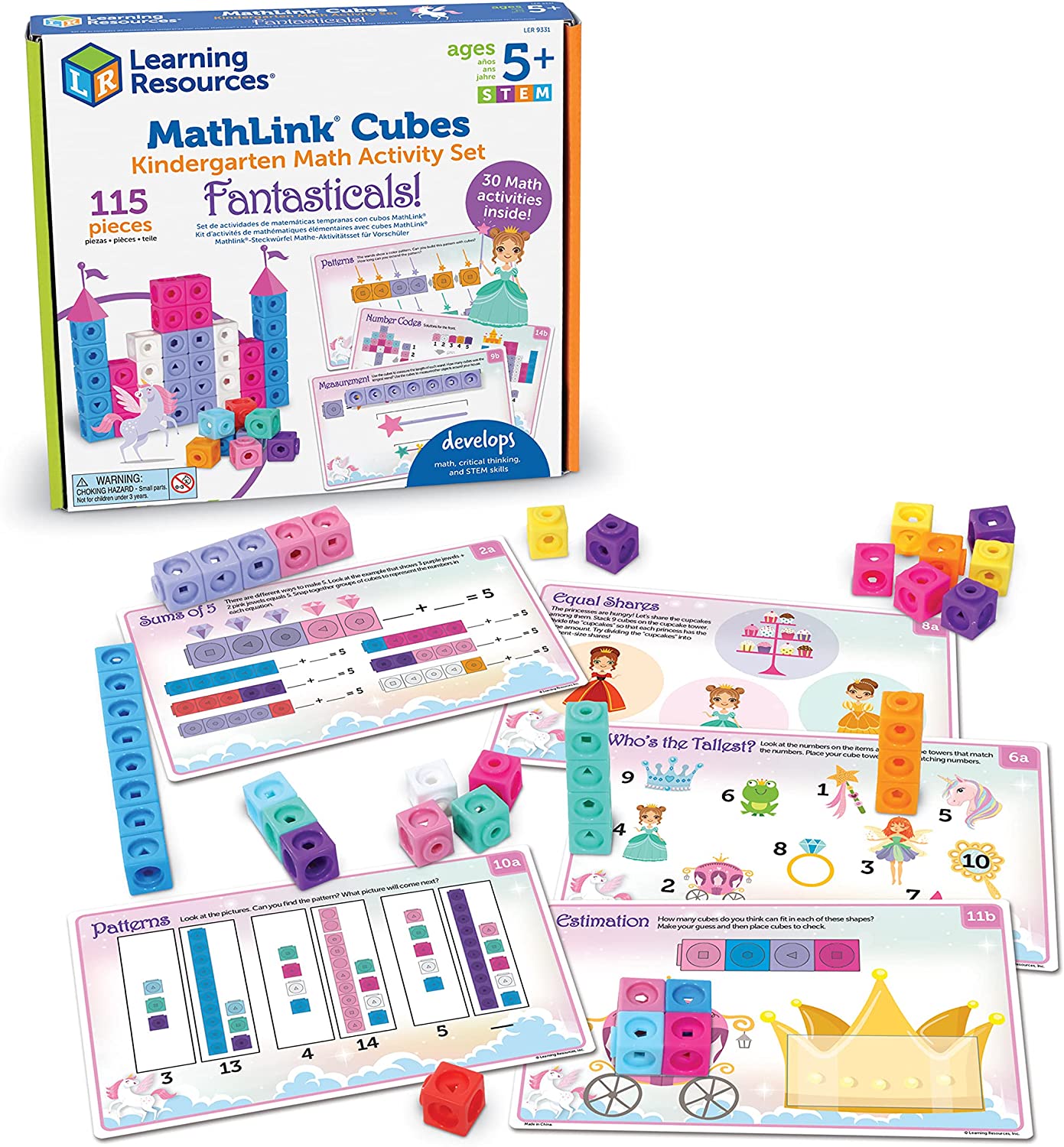 Learning Resources LER9331 Kindergarten Math Activity Set: Fantasticals! 115pieces for Ages 5+