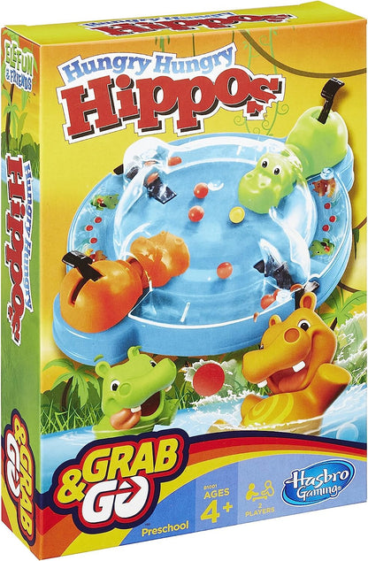 Hasbro Gaming Hungry Hungry Hippos Grab and Go Game; Portable 2-Player Game - Open Box