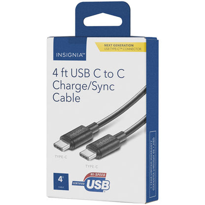 Câble de charge et de synchronisation USB de type C à USB de type C de 4 pi d'Insignia, noir - Boîte ouverte 