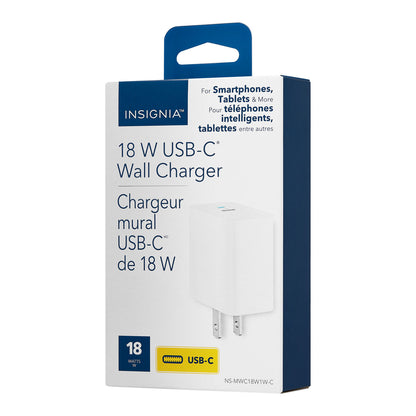 Insignia NS-MWC18W1W Chargeur mural USB-C 18 W Blanc - Boîte ouverte