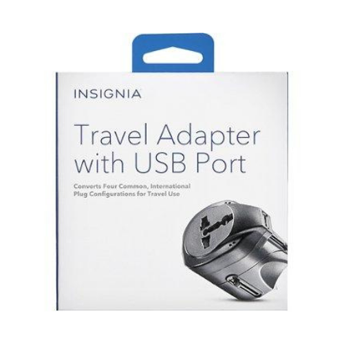 Adaptateur de voyage NS-TADPT1USB d'Insignia avec port USB - boîte ouverte 