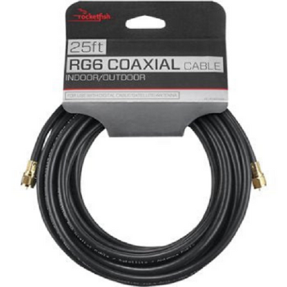 Rocketfish RF-RG625BK 25ft/7.6m RG6 Coaxial Cable Indoor/Outdoor - Open Box