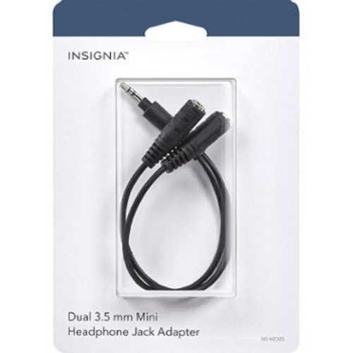 Insignia NS-HZ305 Dual 3.5mm Mini Headphone Jack Splitter Black - Open Box