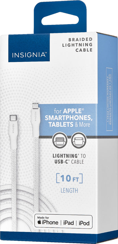 Insignia NS-MLC1021MGC 10' Lightning to USB-C Charge-and-Sync Cable Moon Gray - Open Box