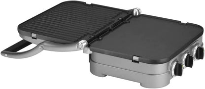 Cuisinart CGR-4NEC 5-in-1 Griddler in Silver with Reversible Nonstick Grill/Griddle Plates - Pre Owned