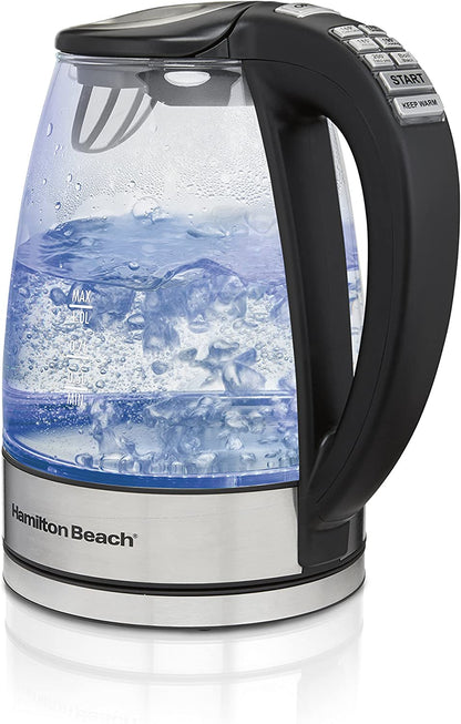 Hamilton Beach 40941C 1.7L Electric Glass Kettle for Tea and Water Cordless LED Indicator - Open Box