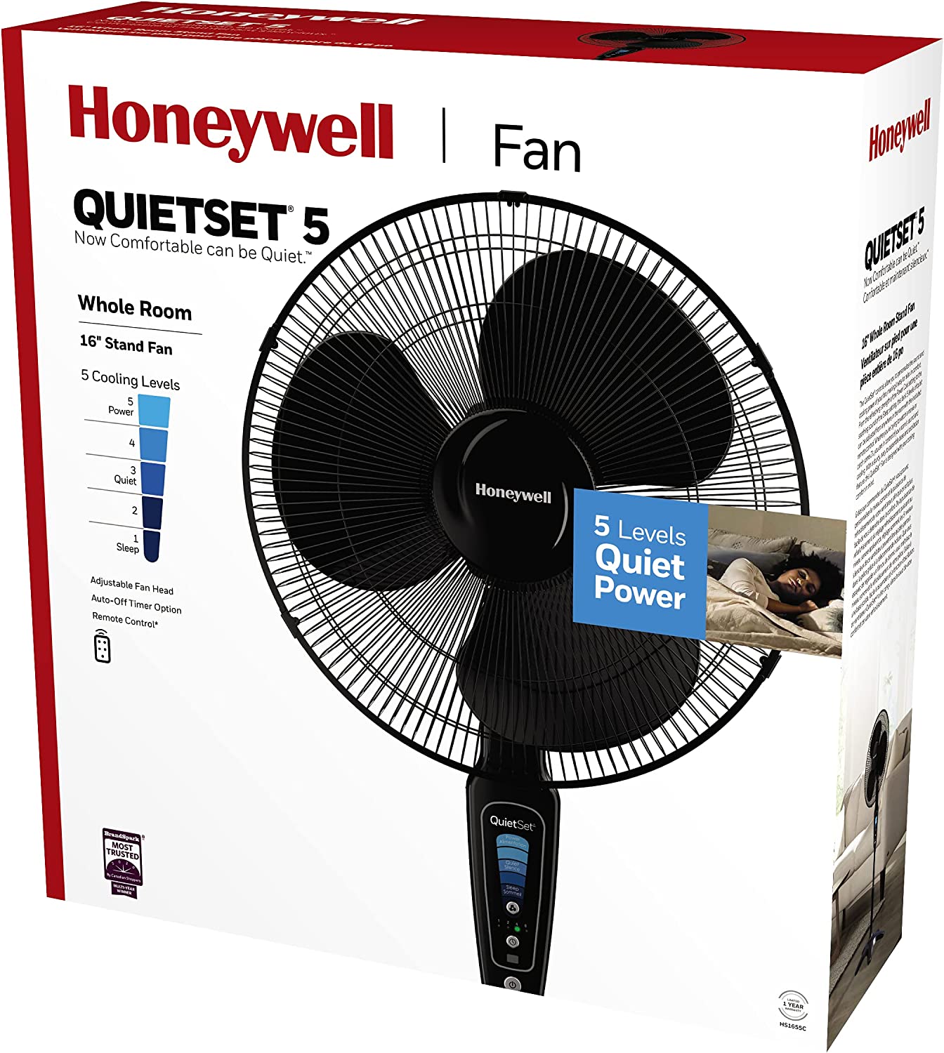 Ventilateur sur pied Honeywell Quietset 5 HS1655C - Boîte ouverte 