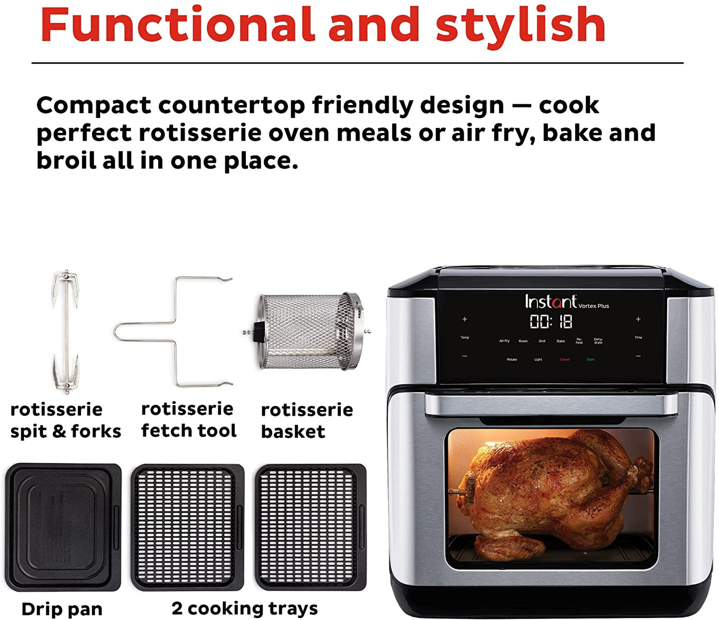 Instant Pot 140-3000-01 Vortex Plus Air Fryer Oven, 10Qt - Open Box