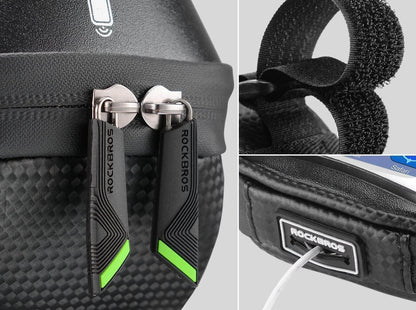 Bike Handlebar Bag Waterproof Bicycle Front Top Tube Cellphone Bag Fits for 6.5" Below Phones Sensitive TPU Black - Open Box