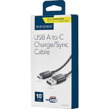 Insignia NS-MCAB10 Câble de charge/synchronisation USB de type C nouvelle génération de 10 pi, noir - Boîte ouverte 